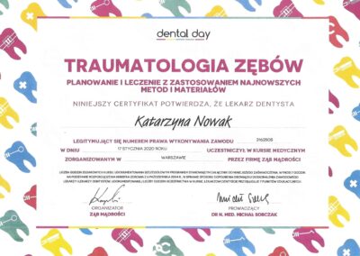 Certyfikat Dr Katarzyna Nowak